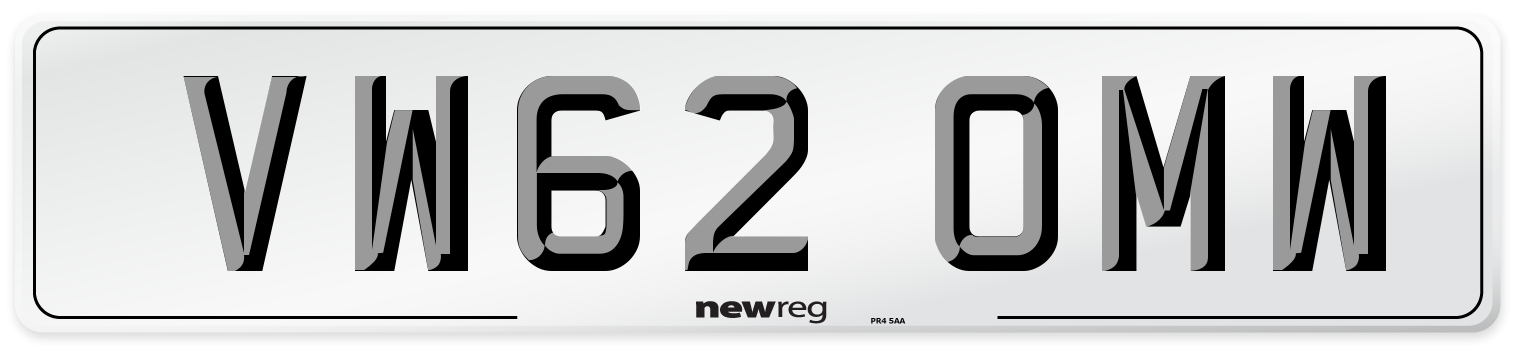 VW62 OMW Number Plate from New Reg